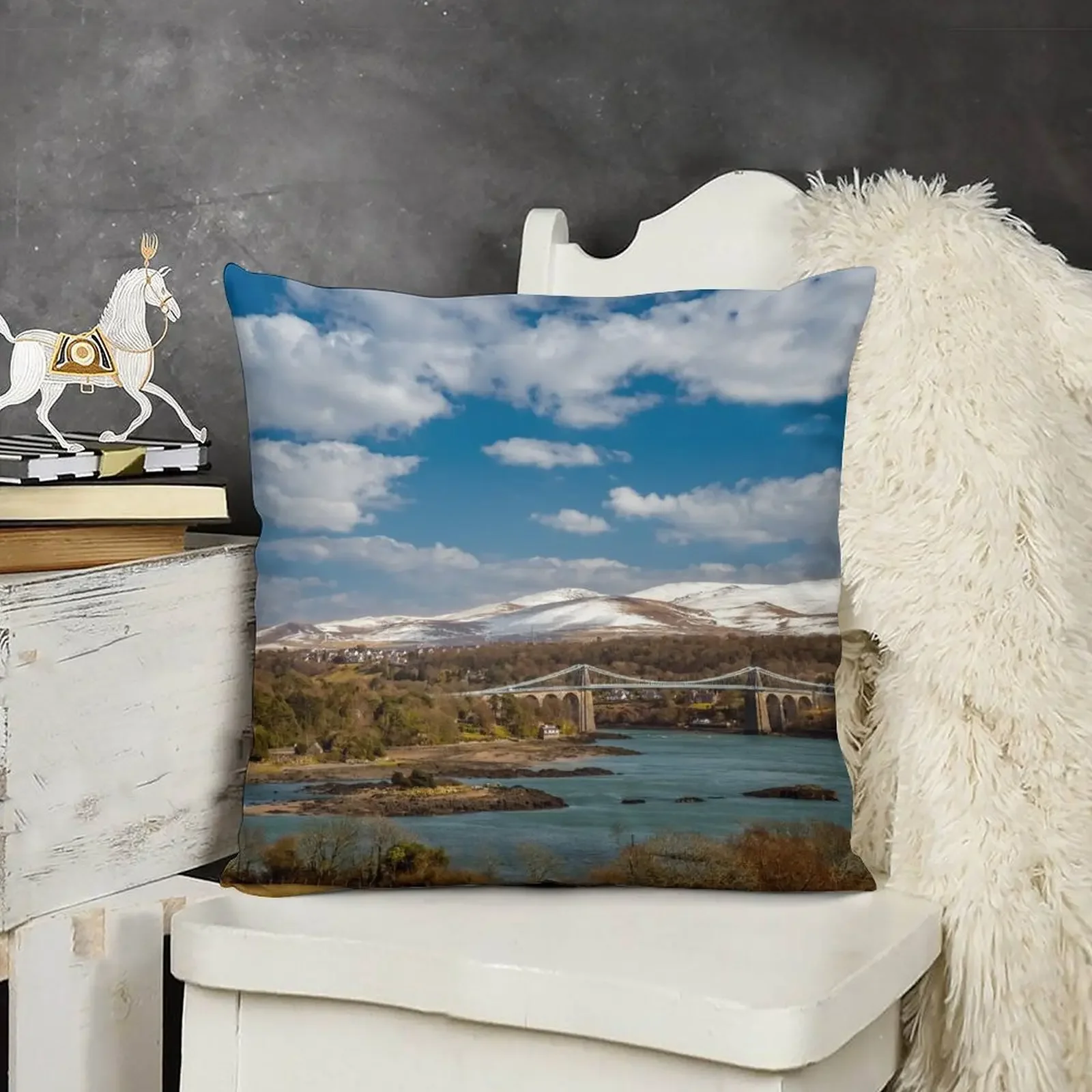 Menai Bridge Snowdon Anglesey Декоративная подушка Новый год осеннее украшение наволочка