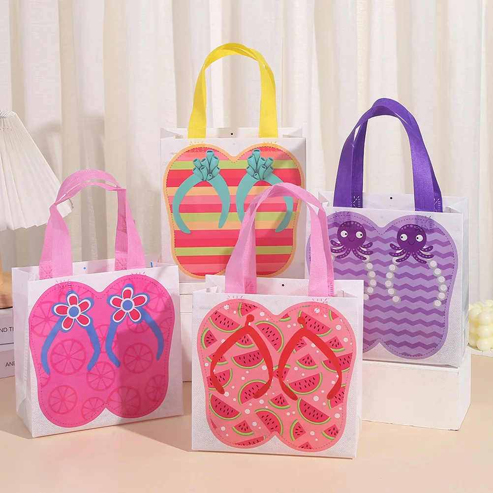 

12 Pcs Non Woven Tote Bag Gift Bags Hawaii Party Fabric Slippers Non-woven Tropical Themed Banquet