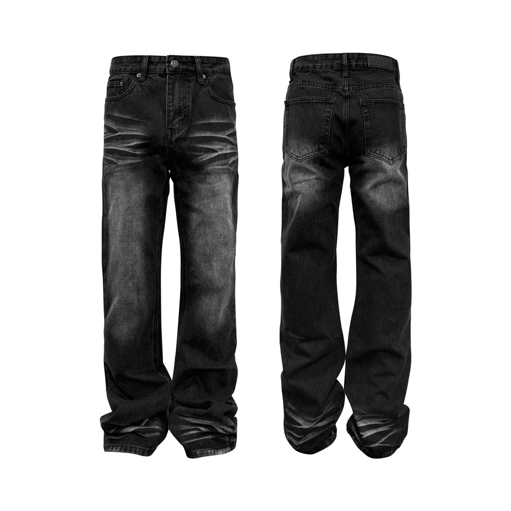 Джинсы мужские с прямыми штанинами винтажные свободные брюки уличная одежда