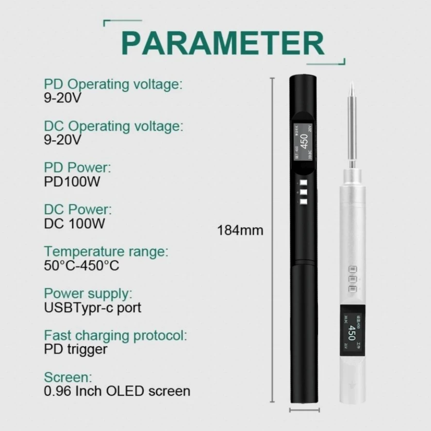 Умный паяльник PTS200 100 Вт макс. ESP32 PD3.0 открытый источник совместимый с T12 TS101 PINE64