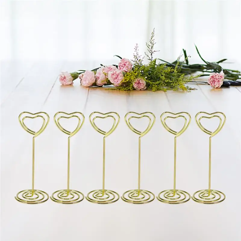 

12 Pcs Golden Heart Shape Photo Holder Stands Table Number Holders Place Paper Menu Clips for Weddings Table Number Stand Clip
