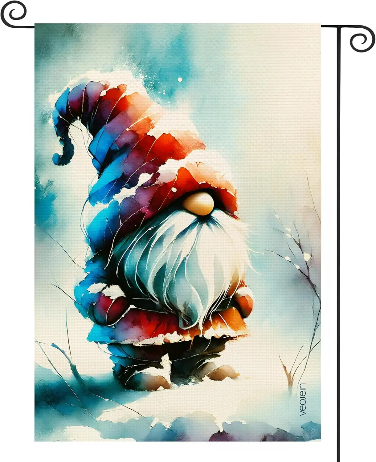 Whmscl Welcome Gnome Burlp Grden Flg — красочный Wtercolor Desgn двусторонний прочный Outdoor del для Wnter nd Holdy