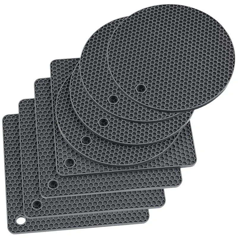 

8 Pack Dark Gray Silicone Mats Pot Pads Silicone Pot Holders Heat Resistant Mats Anti Slip Mats