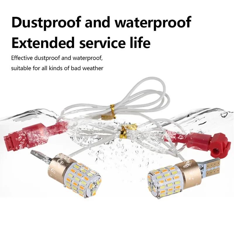 Фото Подсветка для мотоцикла T10, ширина Φ, два цвета, задняя лампа T15 3014 54smd W5w, задняя лампа для вождения, цвет красный, желтый №2