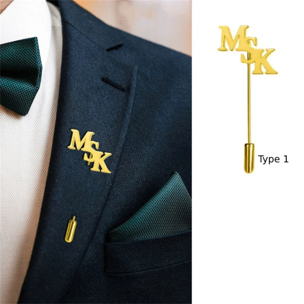 

Personalized Custom Letter Collar Pin Name Brooch Stainless Steel Name Pendant Men Upscale Lapel Pins Badge Gift Jewelry for Men