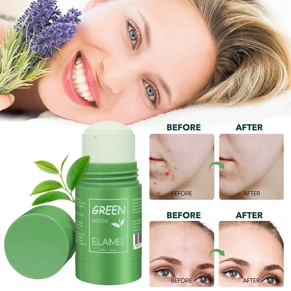 

Green Tea Deep Cleansing Pores Clay Stick Mask Cleans Skin Whitening Care Dirt Pores Moisturizing Facial Eggplant J8W2