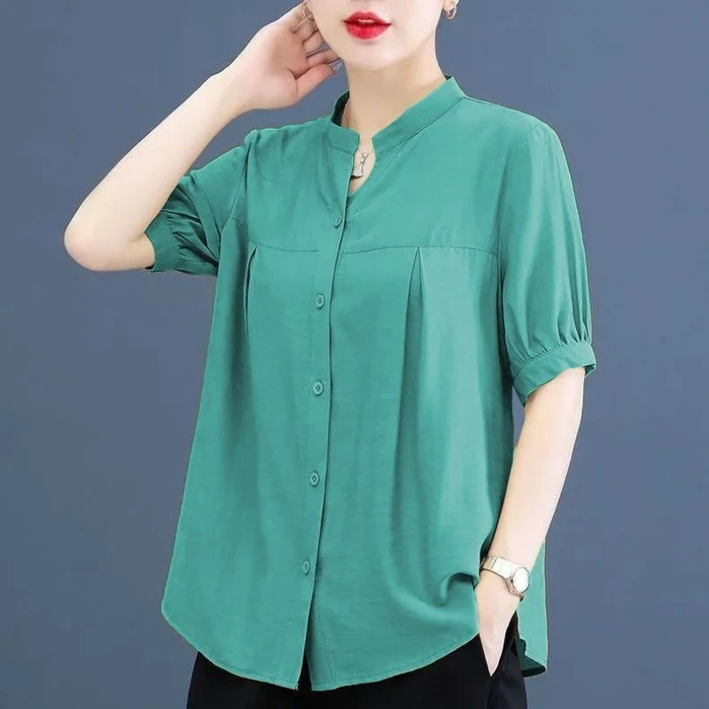 Новинка лета 2024 шифоновая рубашка с коротким рукавом Женская стильная простая и