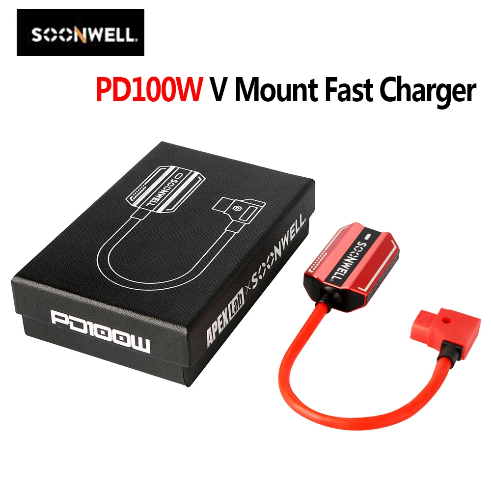 

Soonwell PD100W Type-C супермощное быстрое зарядное устройство с портом D-tap, подходит для женских аккумуляторов с V-образным креплением