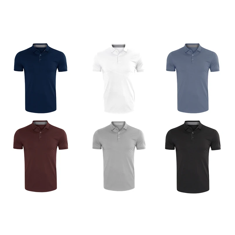 

Мужская повседневная Однотонная футболка с отложным воротником и коротким рукавом