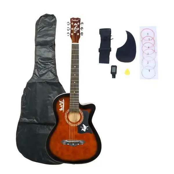 

DK-38C Basswood Guitar Bag Straps Picks LCD Tuner Pickguard String Set Coffee