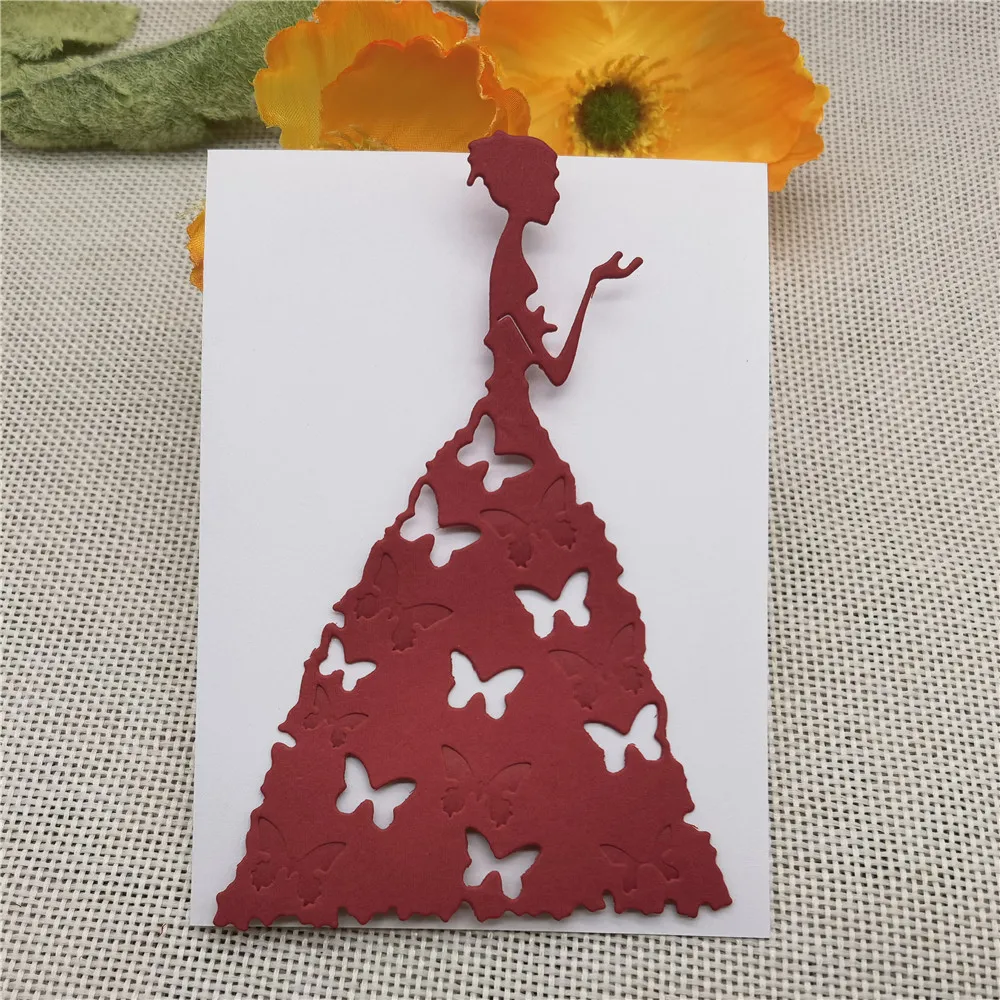 Цветочная юбка красивая девочка принцесса металлические режущие штампы фотоальбом бумажная карточка декоративное ремесло сделай сам