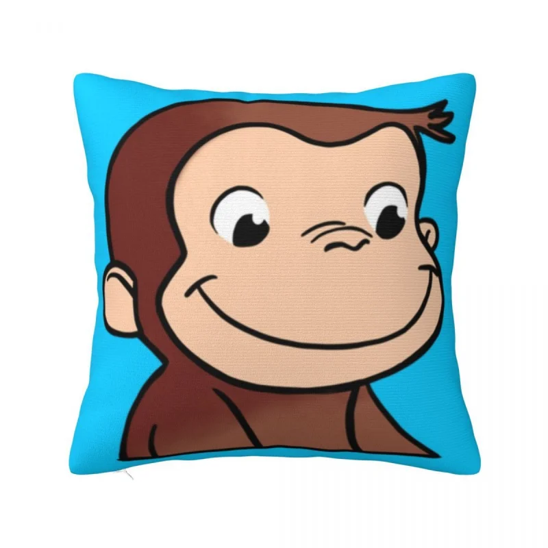 

Curious George Monkey Pillowcase Printed Polyester Cushion Cover Decor cartoon kids TV Series Pillow Case Cover Home Square 18"