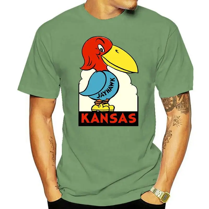 

Футболка мужская с принтом, винтажная дорожная тенниска унисекс с переводной картинкой, футболка с рисунком штата зазазас Jayhawk