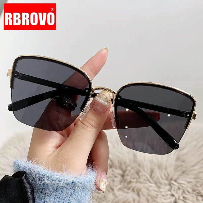 

RBROVO 2023 Oversized Cateye Sunglasses Women Half Border Gradient Eyewear Women Luxury Glasses Ladies Lentes De Sol Mujer UV400