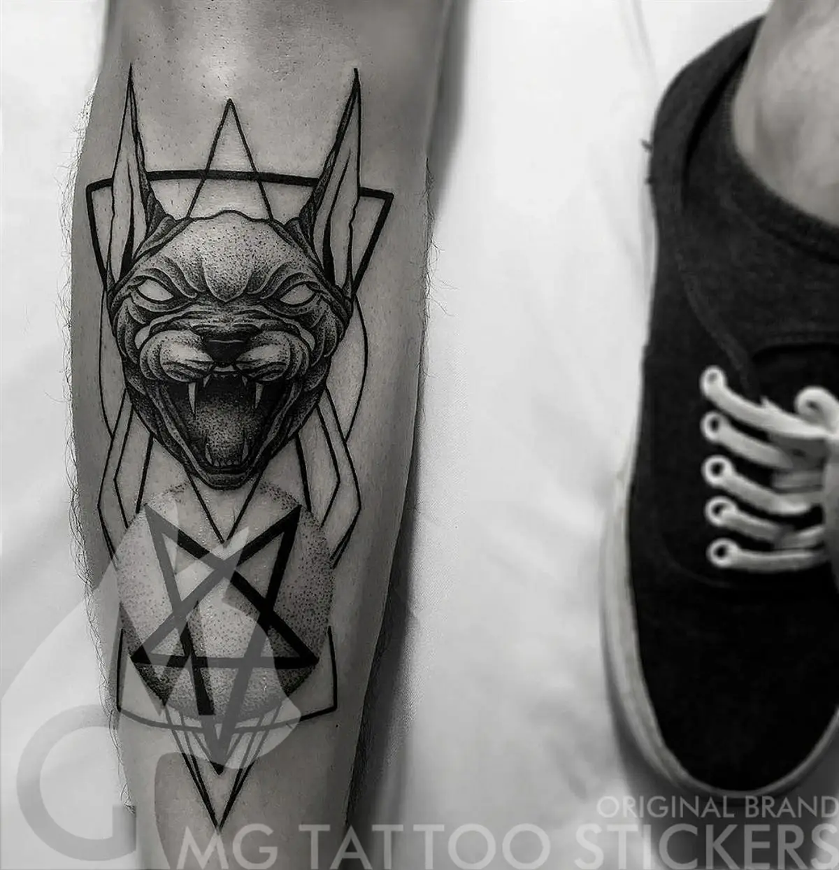 

Dark Sphinx Black Cat Pentagram Geometric Tattoo Sticker Fake Tattoos Hotwife Tatto Temporary Tattoos Cute Art Festival Stickers
