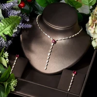 hibride shiny long drop bridal 2pcs necklace earring jewelry set for women wedding dress accessories ensemble de bijoux n 770