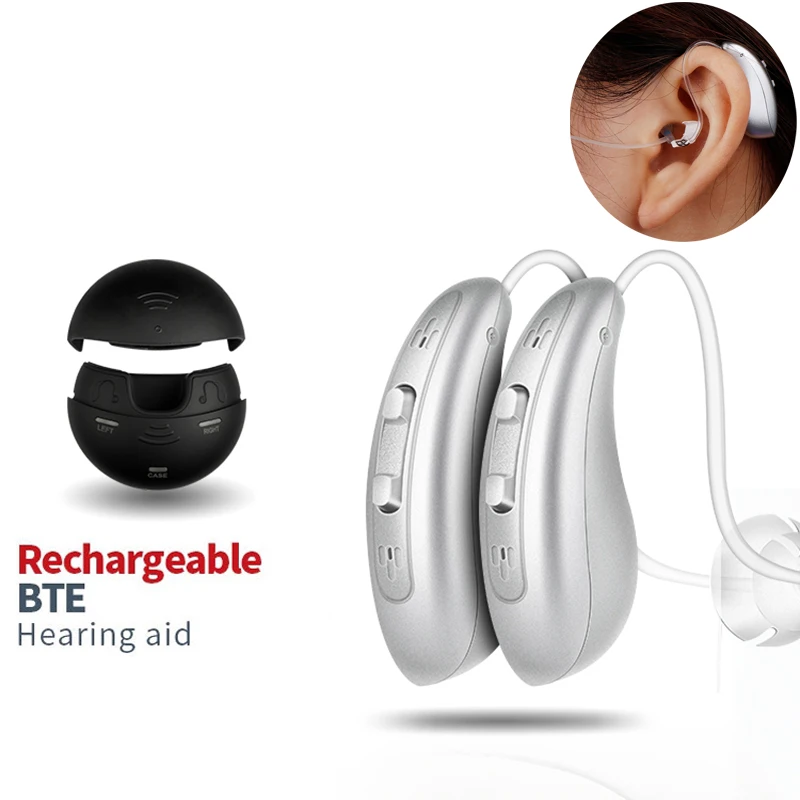 

Space Capsule Rechargeable Hearing Aid Behind the Ear Noise Reduction Sound Amplifier Deaf People Built in Lithium Battery