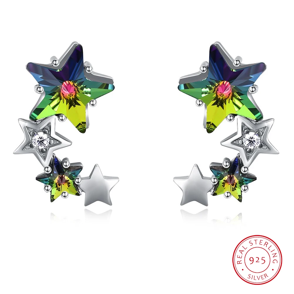 

Austrian Crystal Element Star Sterling Silver Stud Earring for Women Birthday Valentine's Day Anniversary Fine Gift Jewelry