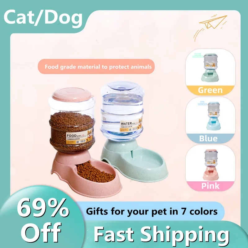 

3.8L Pet Dog Cat Automatic Feeders Large Capacity Drinking Waterer Fountain Water Bottle Feeding Bowls Dispenser For Cats Dogs