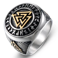 megin stainless steel titanium retro punk viking celtic knot north europe valknut rings for men women friends gift jewelry gothi