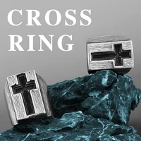 retro exaggerated atmospheric cross ring mens fashion simple christian faith hip hop bierk ring jewelry creative gift wholesale
