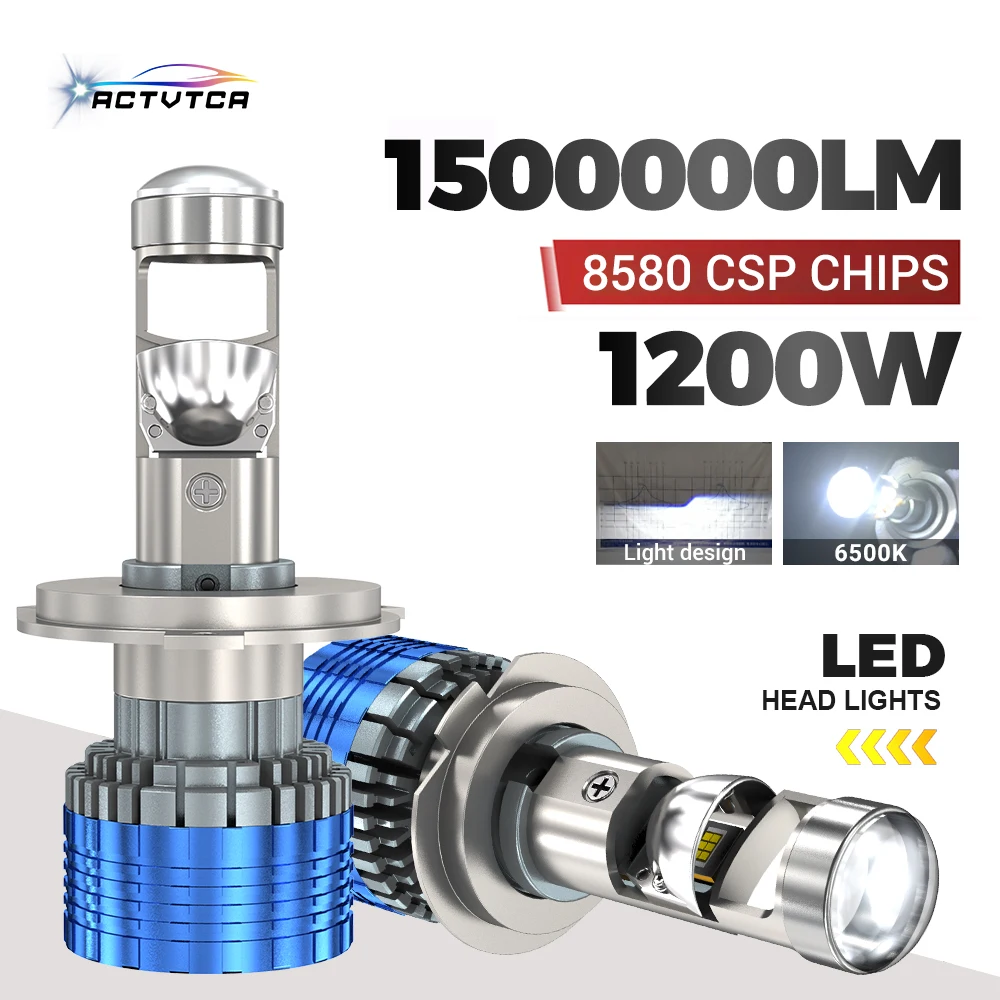 

ACTVTCA 1200Вт 1500000 LM H7 Canbus автомобильная фара мини-объектив H11 9005 9006 H4 светодиодная лампа для проектора 6500K авто мотоцикл мини-объектив