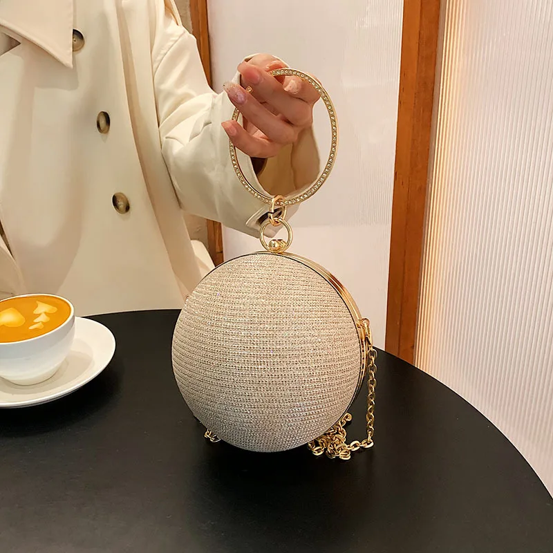 

Spherical Small Round Bag New Shiny Rhindiamonds Fashion Ring Dinner Bag Personality One Shoulder Crossbody Bag Hand Bags
