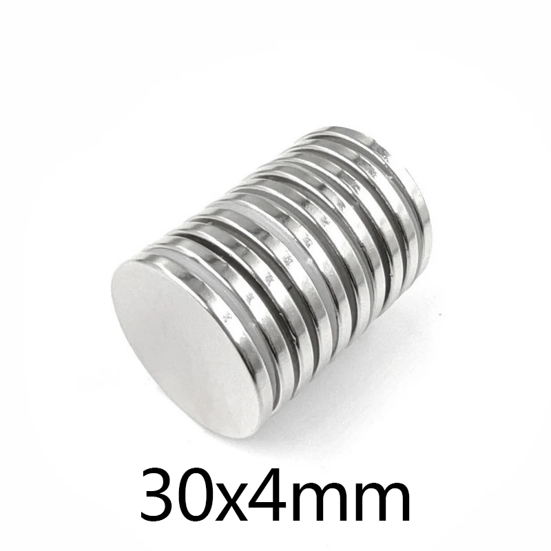 Супермощные круглые большие неодимовые магниты NdFeB, 30 х4 мм, 2-50 шт.