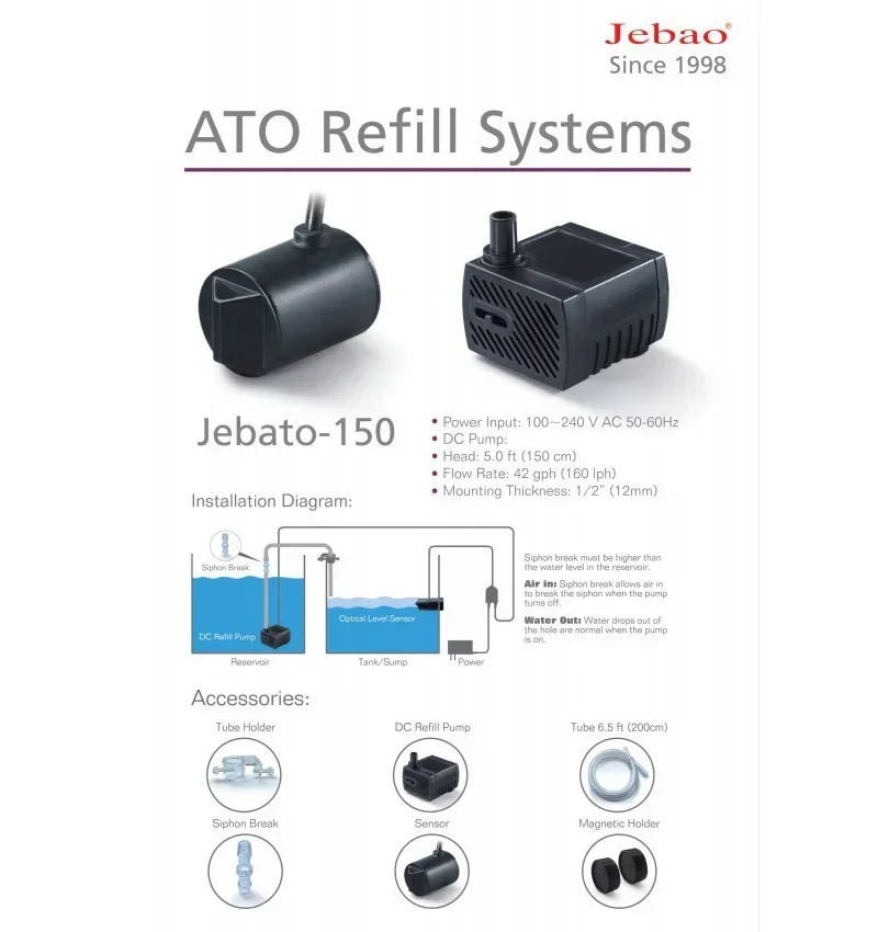 Новые запасные части Jebao ATO Jebato-150 100–240 В переменного тока 50-60 Гц насос постоянного
