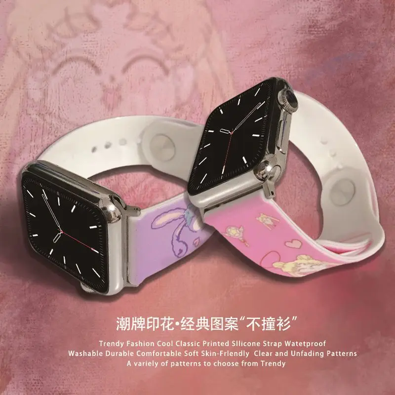 Kuromi Snoopy stitch Silicone Strap for Apple Watch Band 44  42 40 38 41 Bracelet IWatch Kawaii Solid Color Apple Watch 7 6 5 3