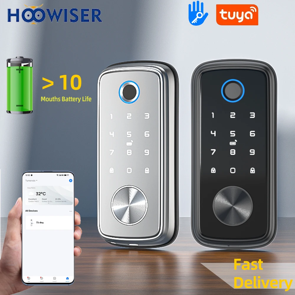 

Tuya Fingerprint Smart Door Lock Deadbolt Biometric Digital TTLock App Fingerprint Keyless Entry Door Keypad Electronic Locks