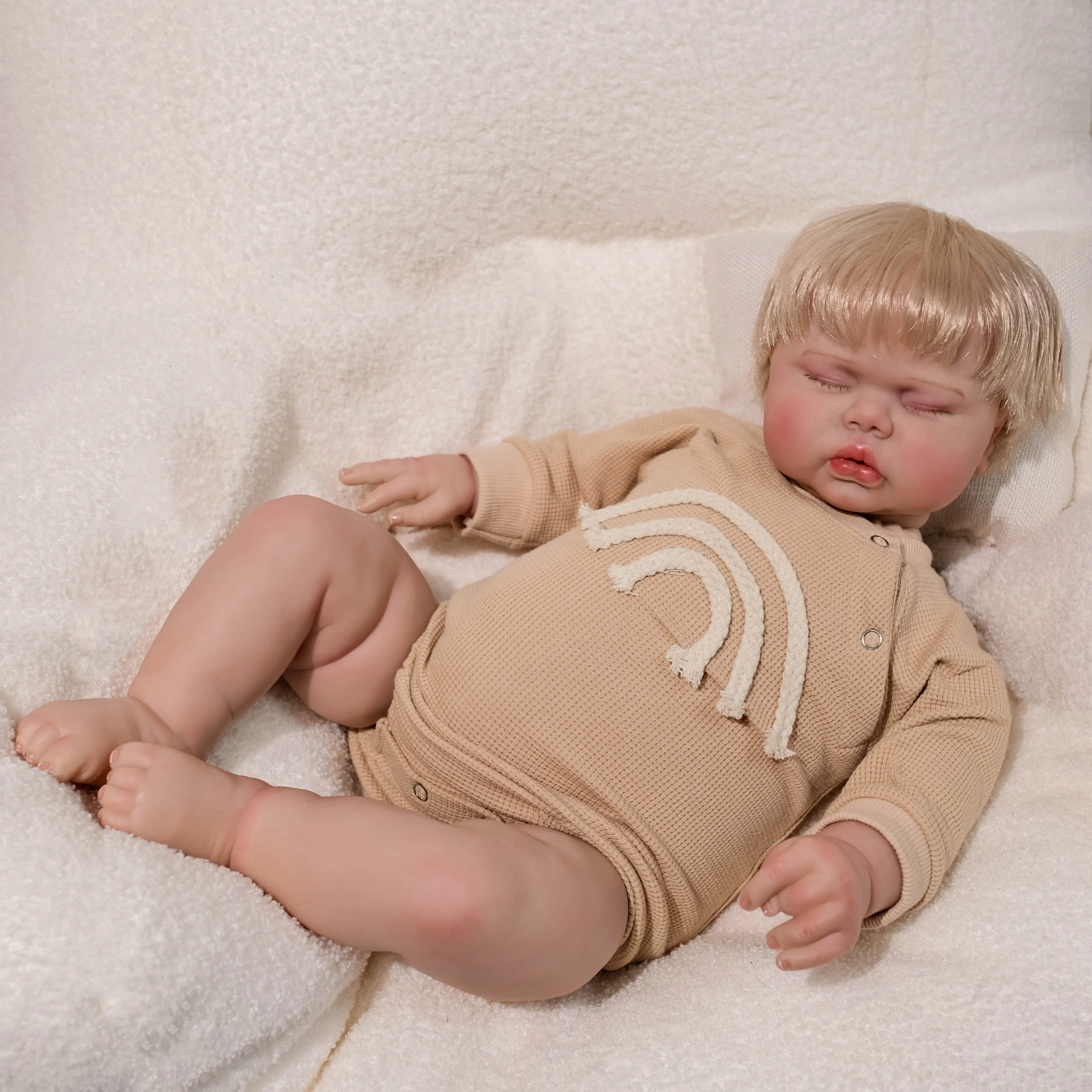 24-дюймовая маринованная настоящая картина готовая кукла реборн светлые волосы