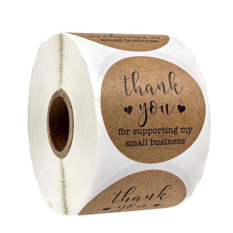 

500pcs Thank You for Supporting My Business Kraft Stickers Seal Label Scrapbooking Decoration Handmade Baking Stationery L21A