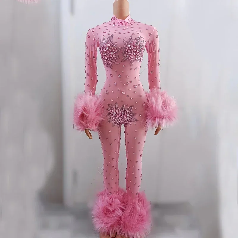 7-цветный комбинезон с перьями и стразами женский сексуальный костюм для танцев
