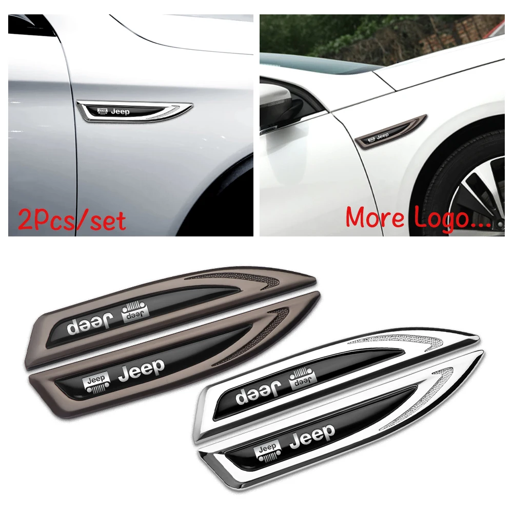 

2Pcs Car Refit Creative Decoration Metal Sticker Car Wing Fender Side Badge For Jeep Wrangler Jk CJ TJ Cherokee Renegade Compass