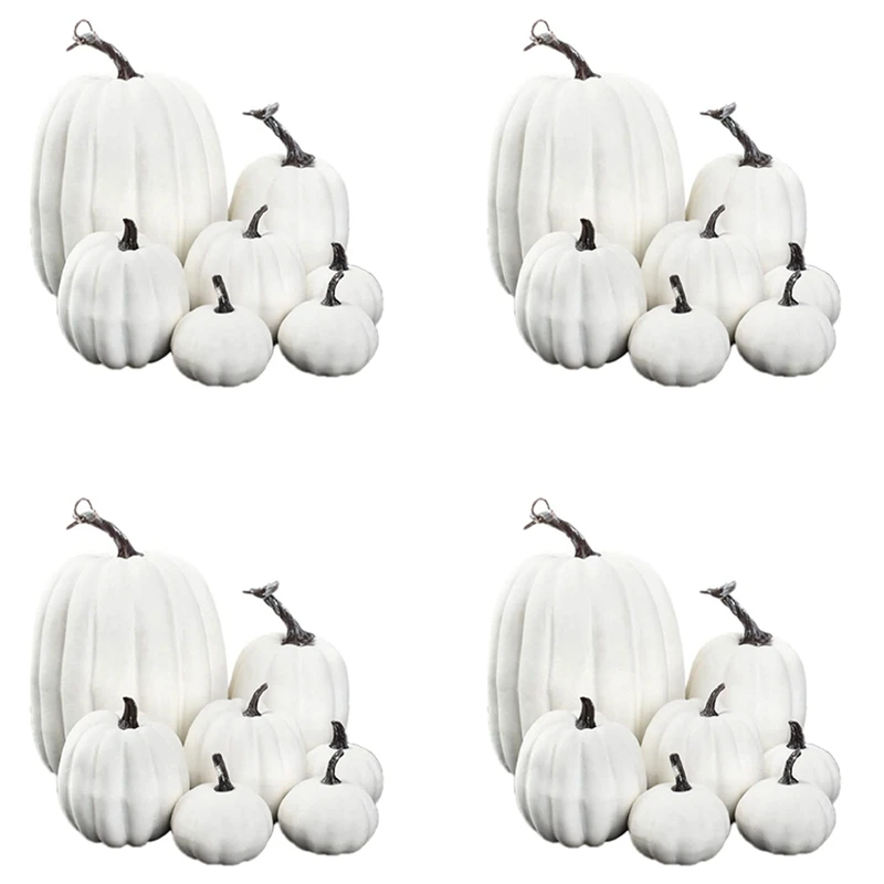

Halloween White Artificial Pumpkin Decoration Foam Pumpkin Desktop Core Thanksgiving Halloween Decoration 28 Pieces