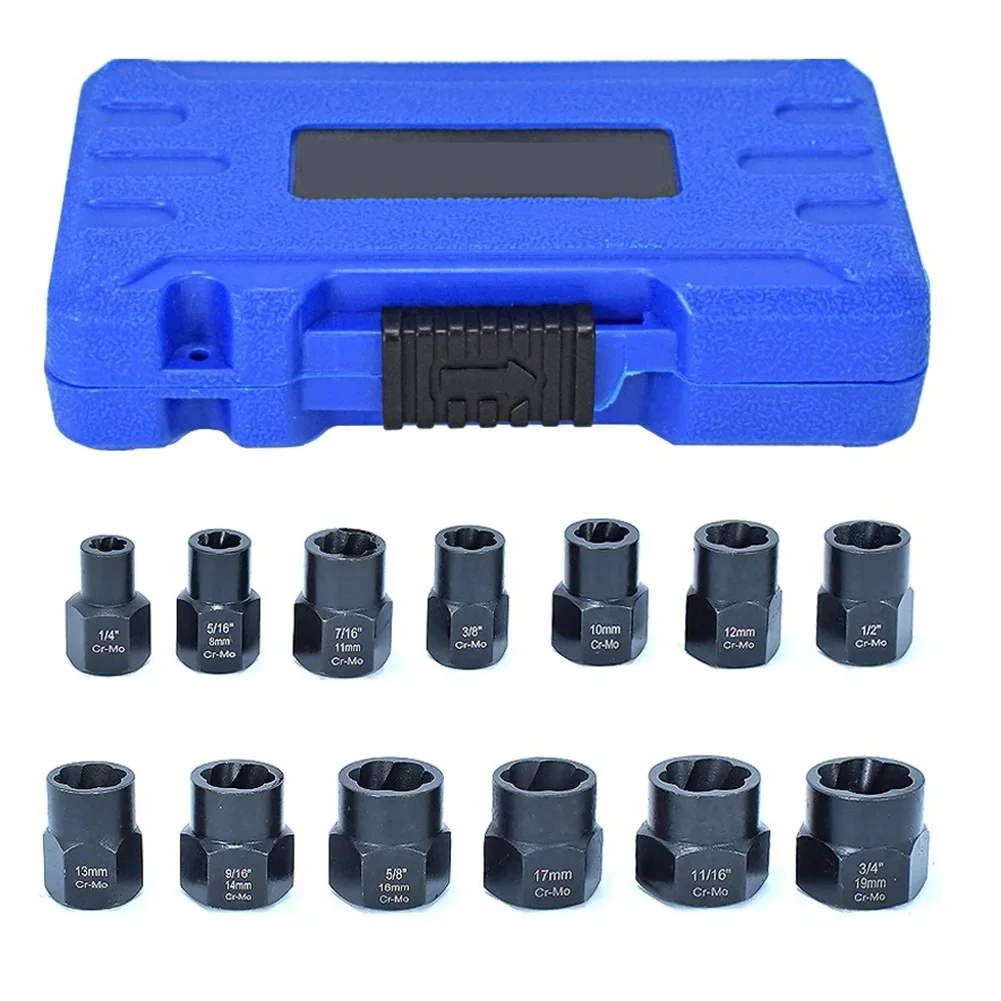 

13PCS Nut Extractor Socket Impact Bolt Nut Screw Remover Tool Set Socket Wrench