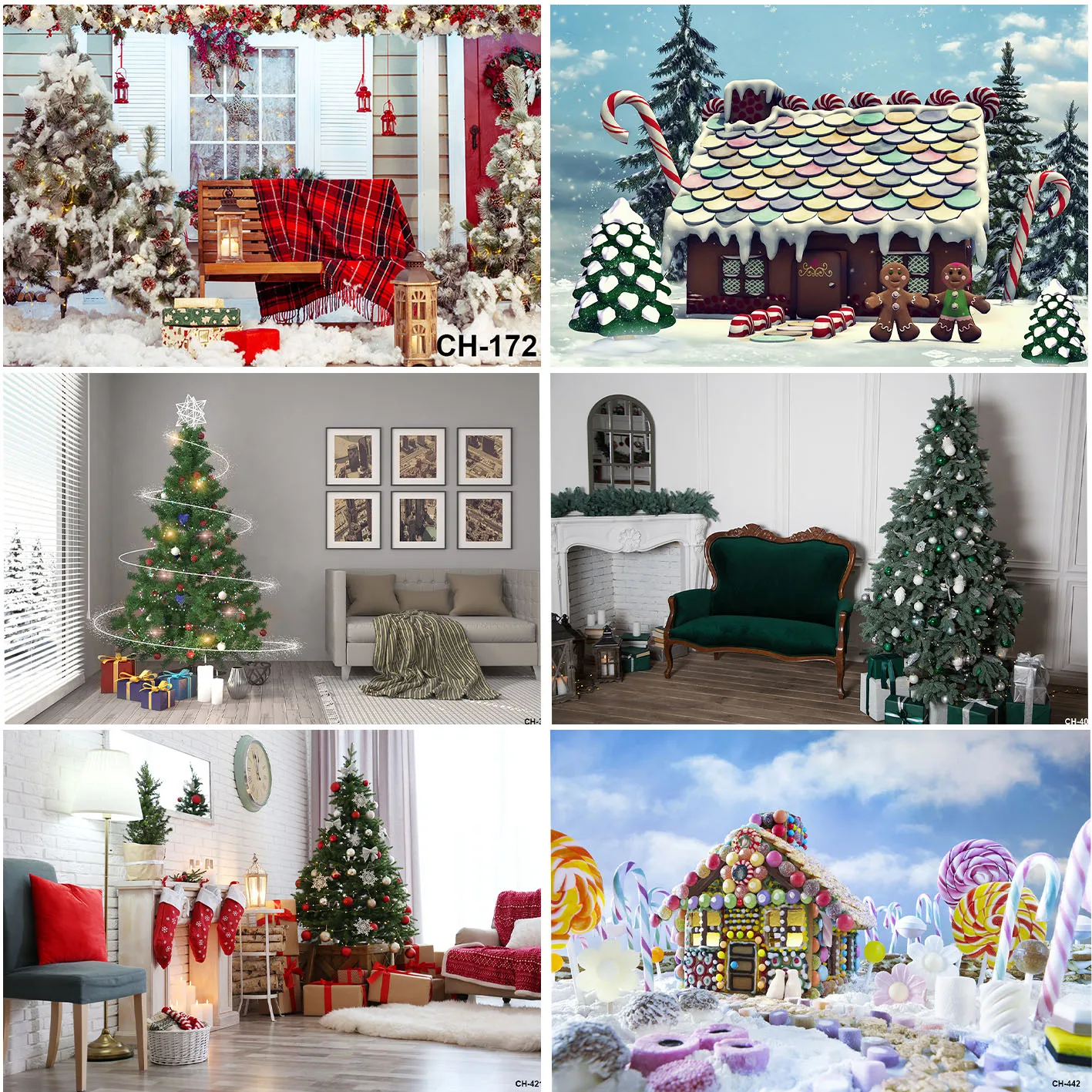 

Christmas Backdrops Room Home Interior Decoration Photography Custom Xmas Tree Fireplace Holiday Party Photo Booth Backgrounds