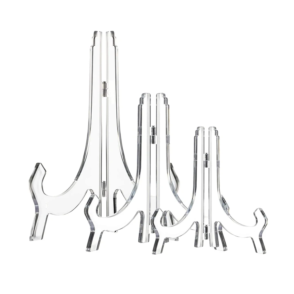 

3Pcs Adjustable Foldable Acrylic Display Easel Stand Storage Rack Holder for Decorative Plates Picture Frames Artworks