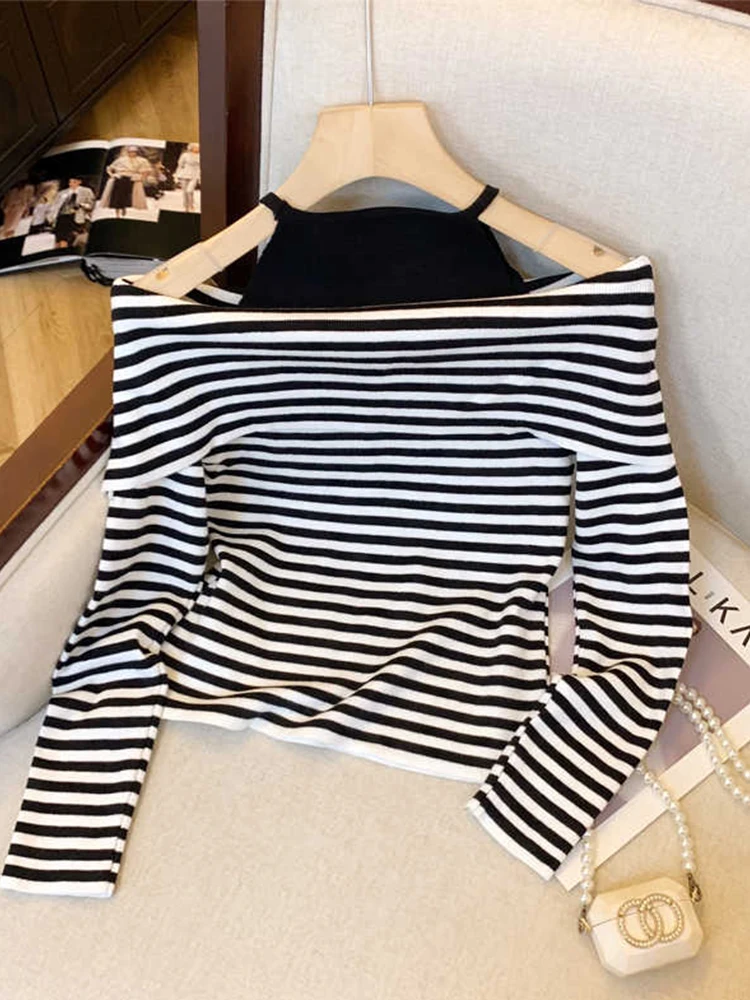 Женская черная полосатая футболка Harajuku корейская Y2k винтажные эстетические
