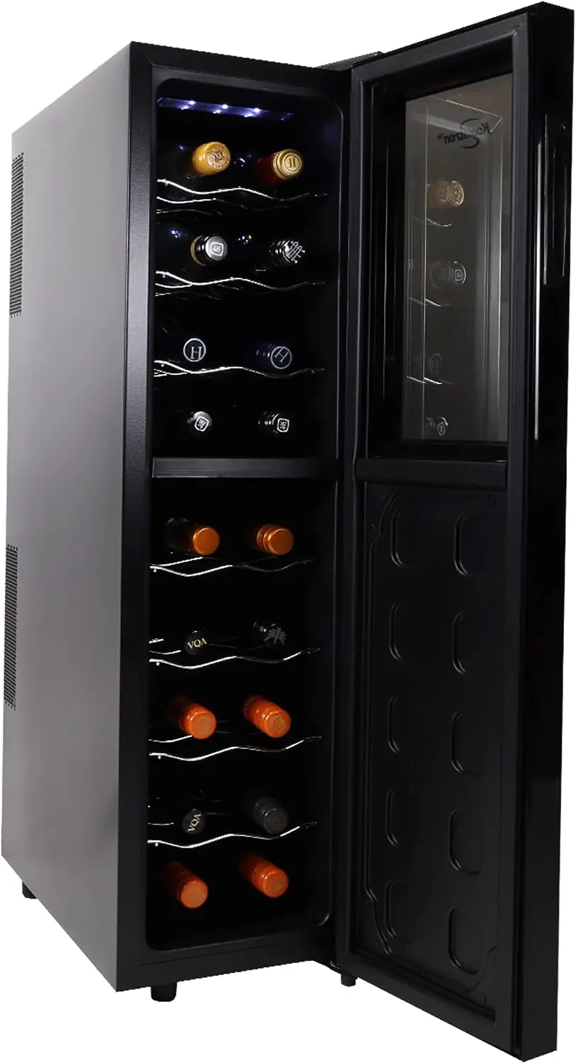 

Bottle Slim Dual Zone Wine Cooler, Black Thermoelectric Wine Fridge, 1.9 cu. Ft (53L) Freestanding Wine Cellar, Red, White, Spar