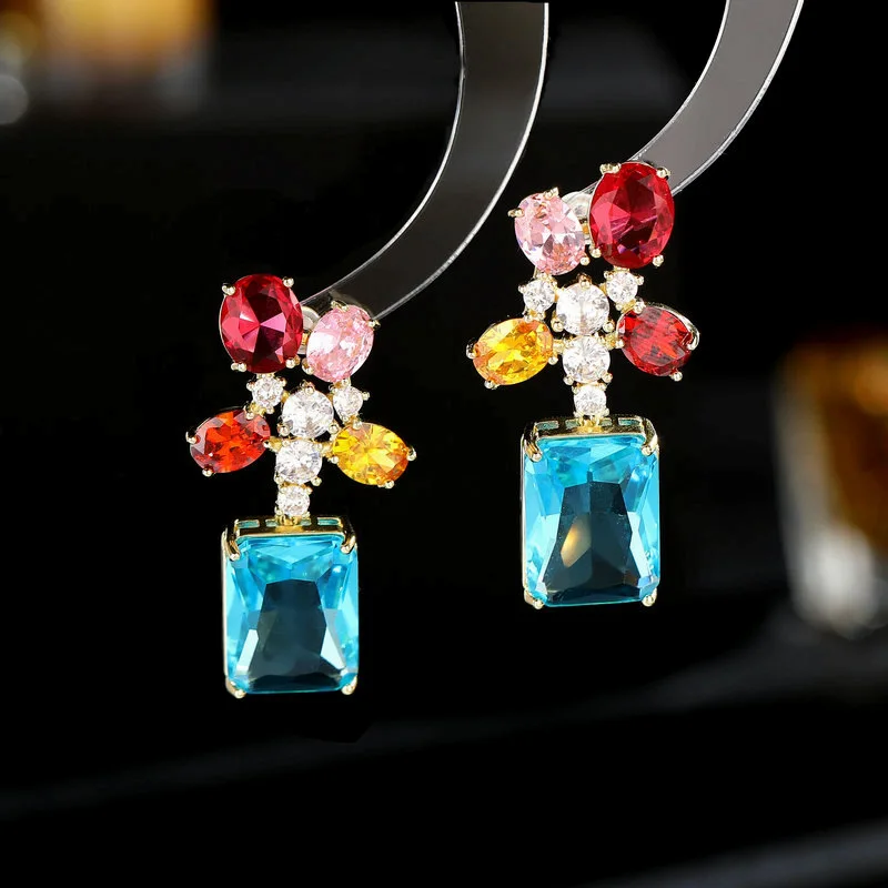 

New European and American exaggerated fashion earrings brand design 925 silver needle luxury wedding Eardrop jewelry