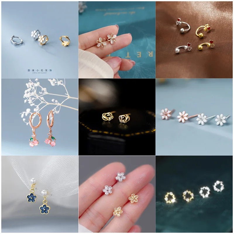 

New Silver Exquisite Flower Shape Earrings Super Fairy Petal Stud Earrings For Ladies Jewelry Accessories Gift Earrings