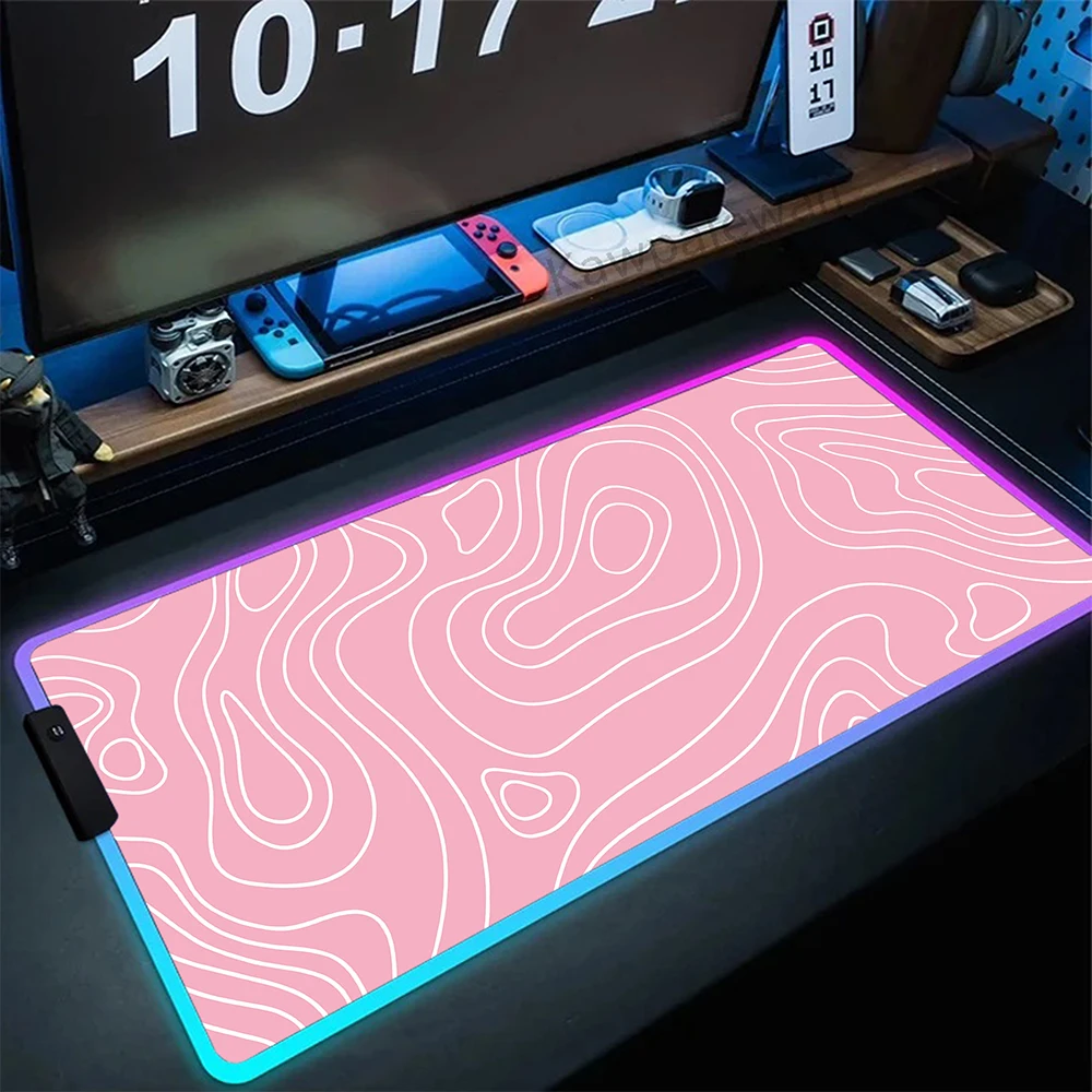 Большой коврик для мыши с топографической картой RGB черный и белый цвет игровые
