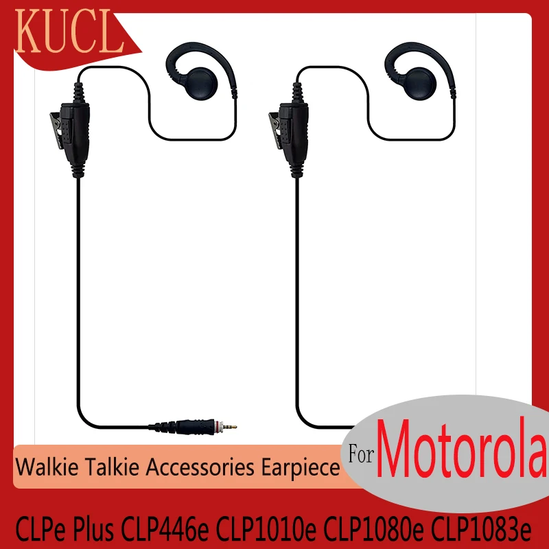 RISENKE Walkie Talkie Earpiece for Motorola CLPe Plus CLP446e CLP1010e CLP1080e CLP1083e Radio C-Shape Headset with Mic (2 PCS)