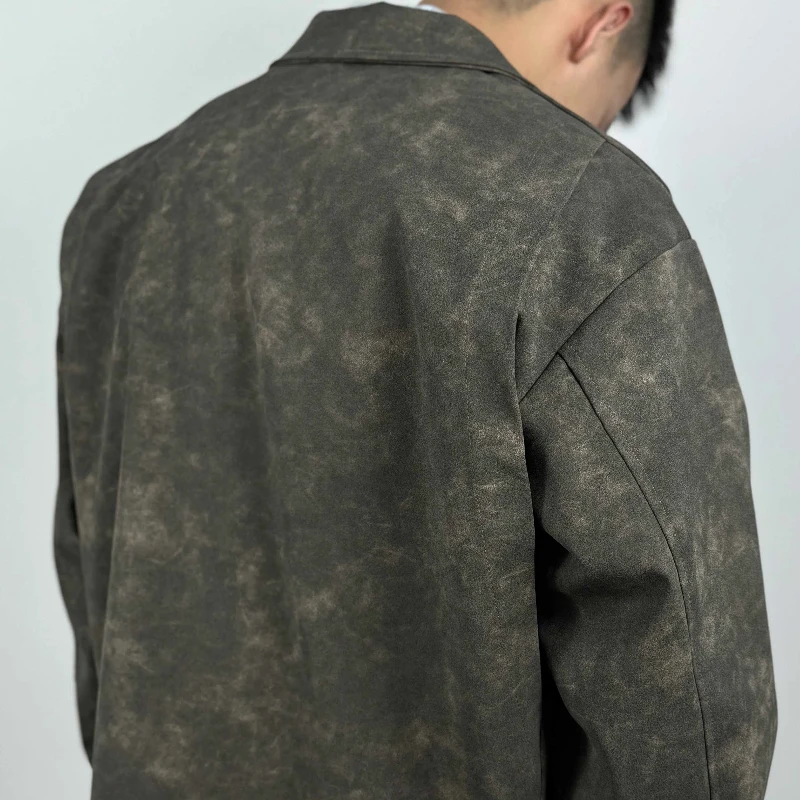 Винтажная потертая кожаная куртка в стиле High Street повседневные куртки пальто на