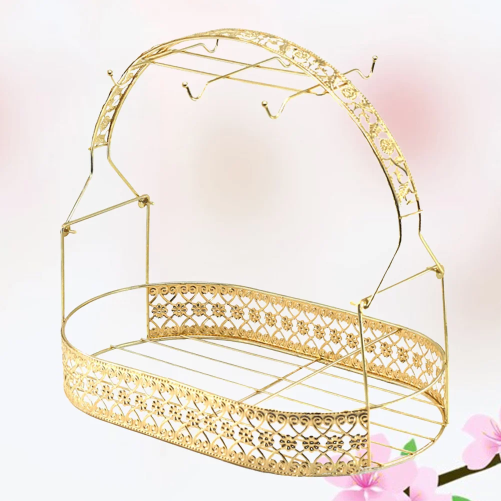 

Mug Cup Holder Coffee Rack Stand Organizer Tea Storage Display Tree Iron Drying Basket Cups Hanger Tray Drainer Hook Hanging