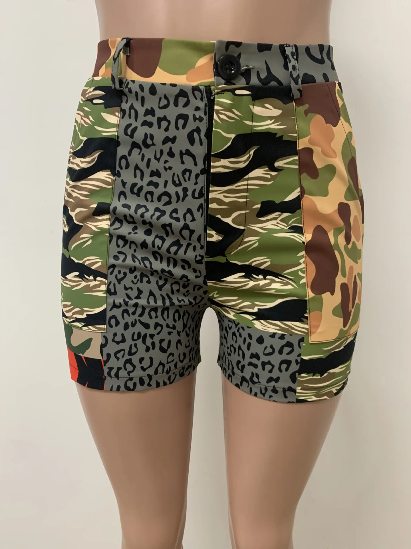 Fashion Camouflage Patchwork Women Botton Shorts Summer High Waist Cotton Y2K Skinny Bottoms Streetwear Casual Short Pants 2023
