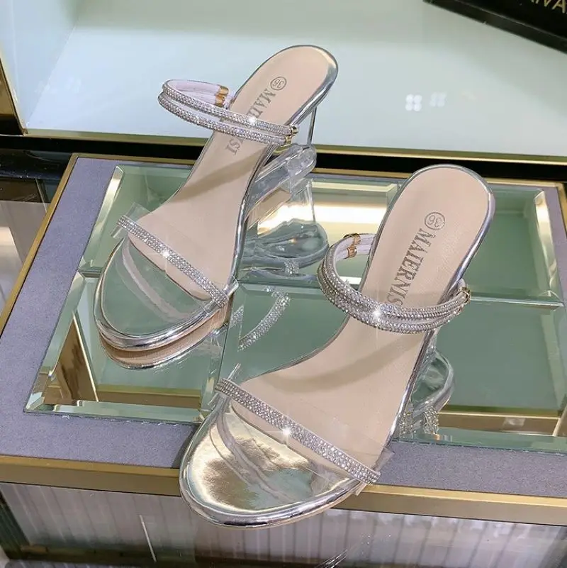 Xibeilove 2023 Summer New Women's Fashion Luxury Transparent PVC Rhinestone Wedge Sandals Party Shoes Size 35 to 41