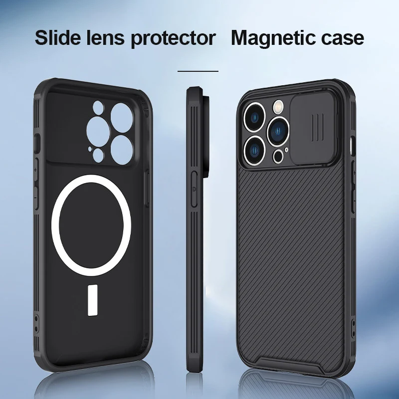 

Slide Camera Lens Protection Magsafe Case for IPhone 14 13 11 12 Pro Max 14Plus Magnetic Wireless Charging Shockproof Soft Cover